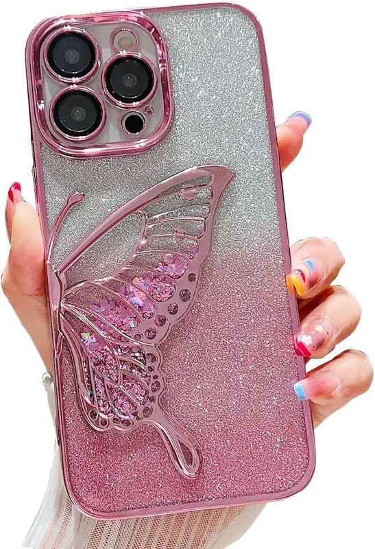 Luxury Glitter Cute Butterfly Plating Design Aesthetic iPhones cases