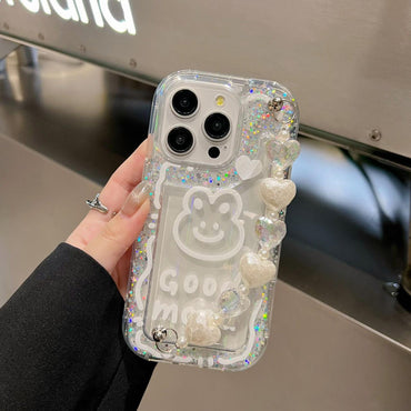 Silver Glitter Case with Ring Stand – Luxury Sparkle Design