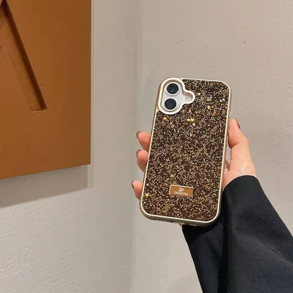 Premium Luxury Branded Rhinestone Diamond Glitter Silicone Case for  iPhone 16 Plus