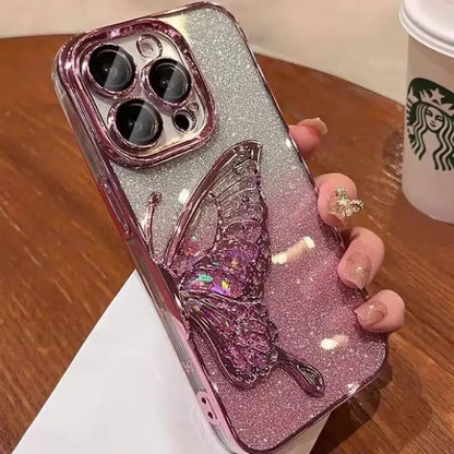 Luxury Glitter Cute Butterfly Plating Design Aesthetic iPhones cases