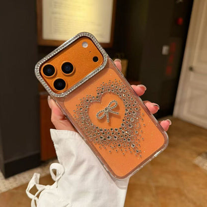 Stardust Heart Shimmer Case Luxury Orange Ribbon & Glitter Shield