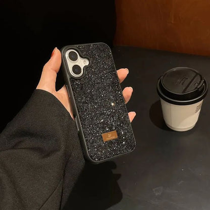 Premium Luxury Branded Rhinestone Diamond Glitter Silicone Case for  iPhone 16 Plus