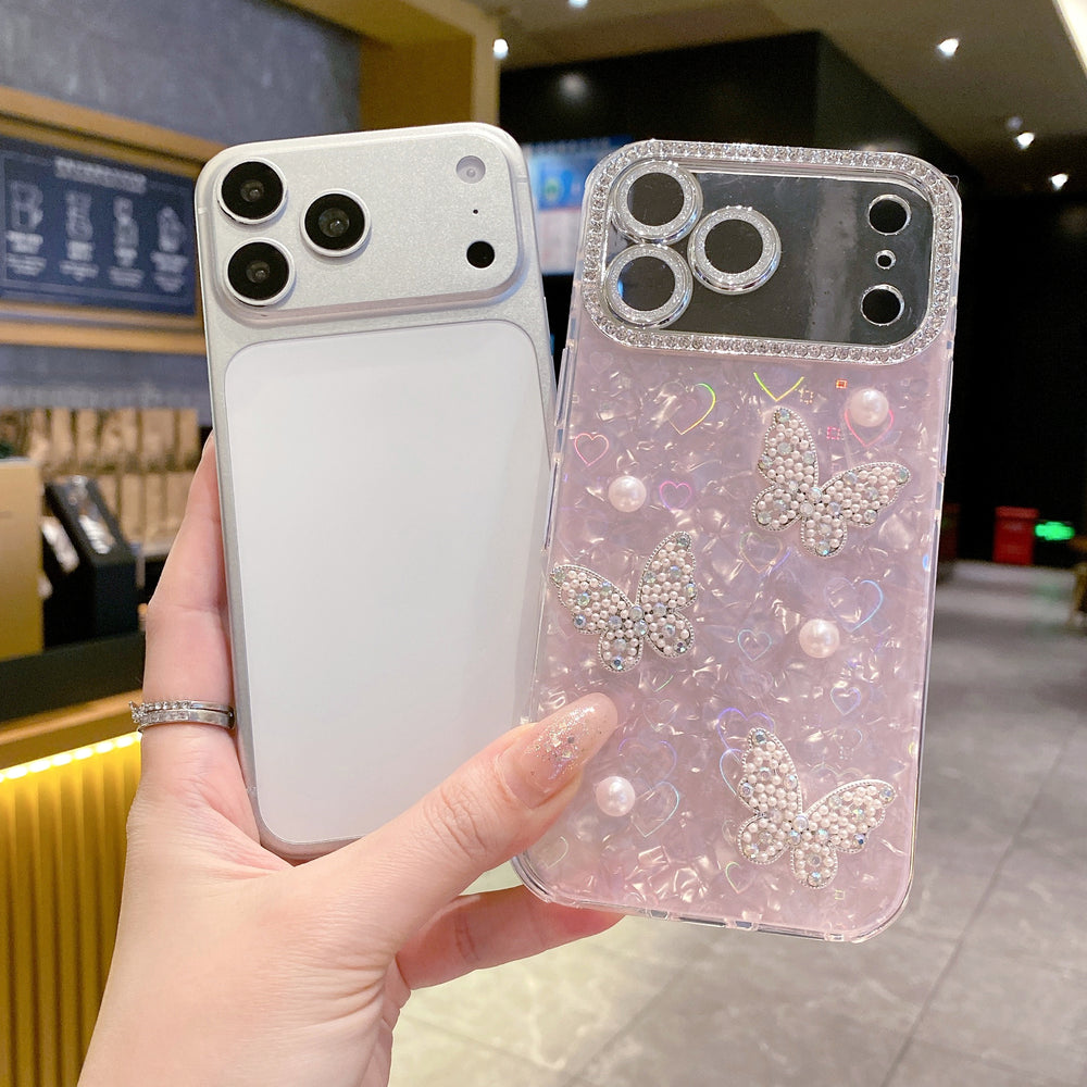 Dreamy Kitty Bow Series Case - Premium Jeweled Mirror Design with Diamond Camera Guard