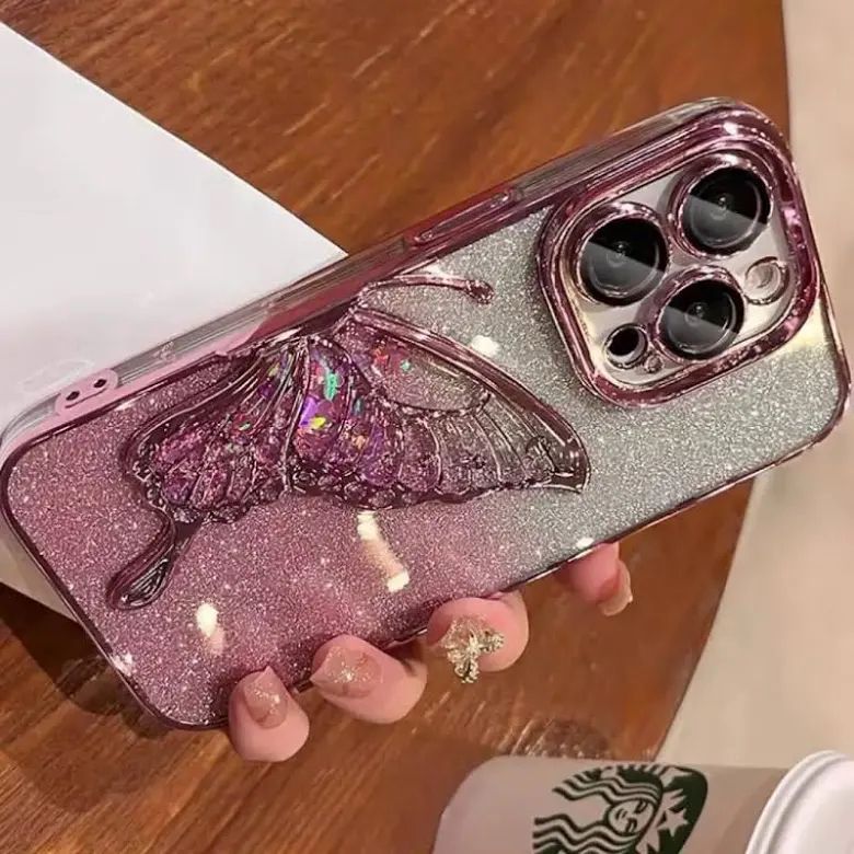 Luxury Glitter Cute Butterfly Plating Design Aesthetic iPhones cases
