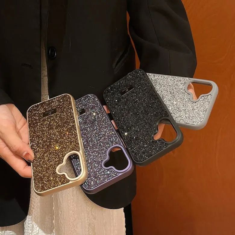 Premium Luxury Branded Rhinestone Diamond Glitter Silicone Case for  iPhone 16 Plus
