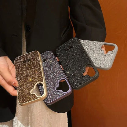 Premium Luxury Branded Rhinestone Diamond Glitter Silicone Case for  iPhone 16 Plus