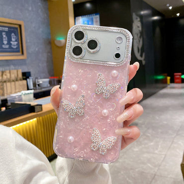 Dreamy Kitty Bow Series Case - Premium Jeweled Mirror Design with Diamond Camera Guard