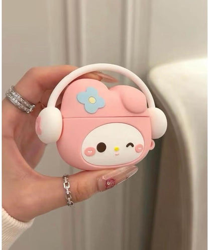 Headphone Design Silicone Cute Case Cover for Apple Airpods Pro 2 / 2nd Generation Pouch, Cases with Keychain Shockproof Protective Anti-Lost Keyring