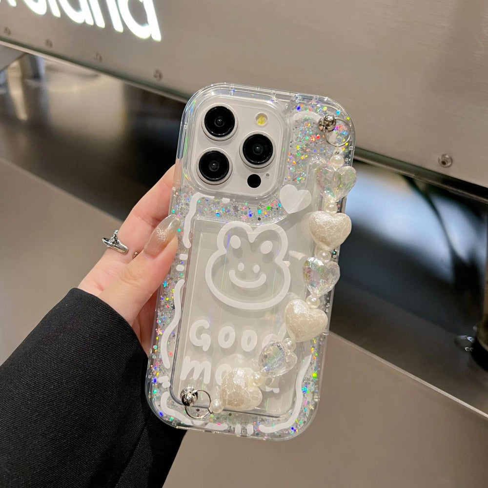 Silver Glitter Case with Ring Stand – Luxury Sparkle Design