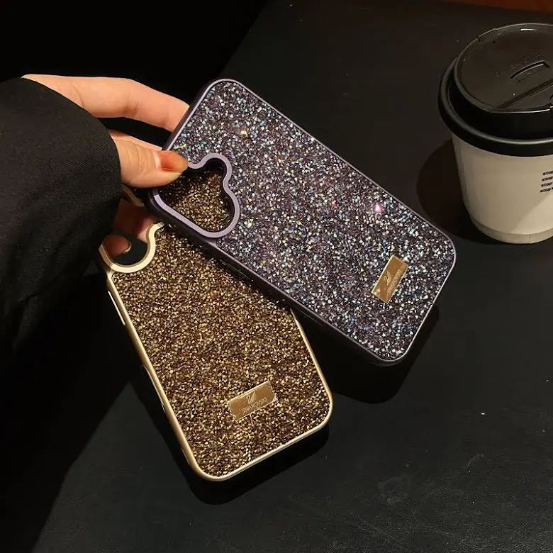Premium Luxury Branded Rhinestone Diamond Glitter Silicone Case for  iPhone 16 Plus