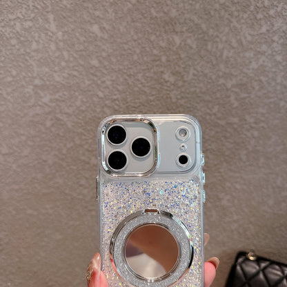 Silver Glitter Case with Ring Stand – Luxury Sparkle Design