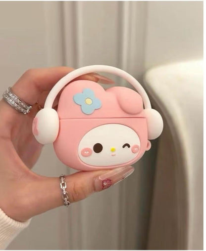 Headphone Design Silicone Cute Case Cover for Apple Airpods Pro 2 / 2nd Generation Pouch, Cases with Keychain Shockproof Protective Anti-Lost Keyring
