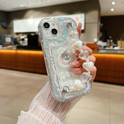 Silver Glitter Case with Ring Stand – Luxury Sparkle Design